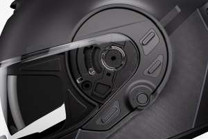 Cardo Beyond motorcycle helmet with integrated Bluetooth communications